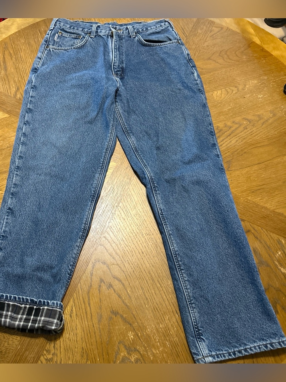 Carhartt B172 DST Mens Relaxed Fit Flannel Lined Denim Jeans Blue 33x32